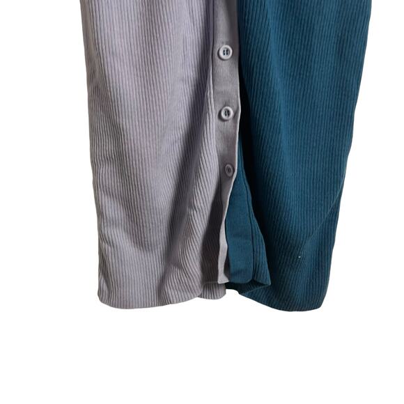 Busayo Ribbed Two-Tone Blue Purple Long Sleeve Sweater Midi Dress Size Small - Picture 12 of 16